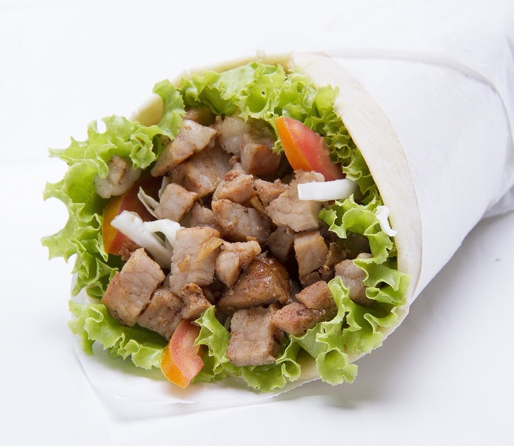 Pork Recipe - Pork Kebab Wrap with Tomatoes and Cheese